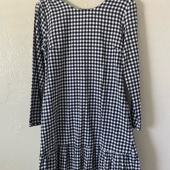 J. Crew Gingham Plaid Tiered Ruffle Mini Dress Bow Classic Preppy Picnic Cottage - Picture 3 of 8